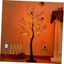 Halloween Tree with Lights Plug in 4FT 150 Orange Fairy Black 150l Tree