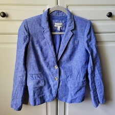 J. CREW women's Schoolboy Blazer LINEN Light Blue Jacket Light Blue Size 6