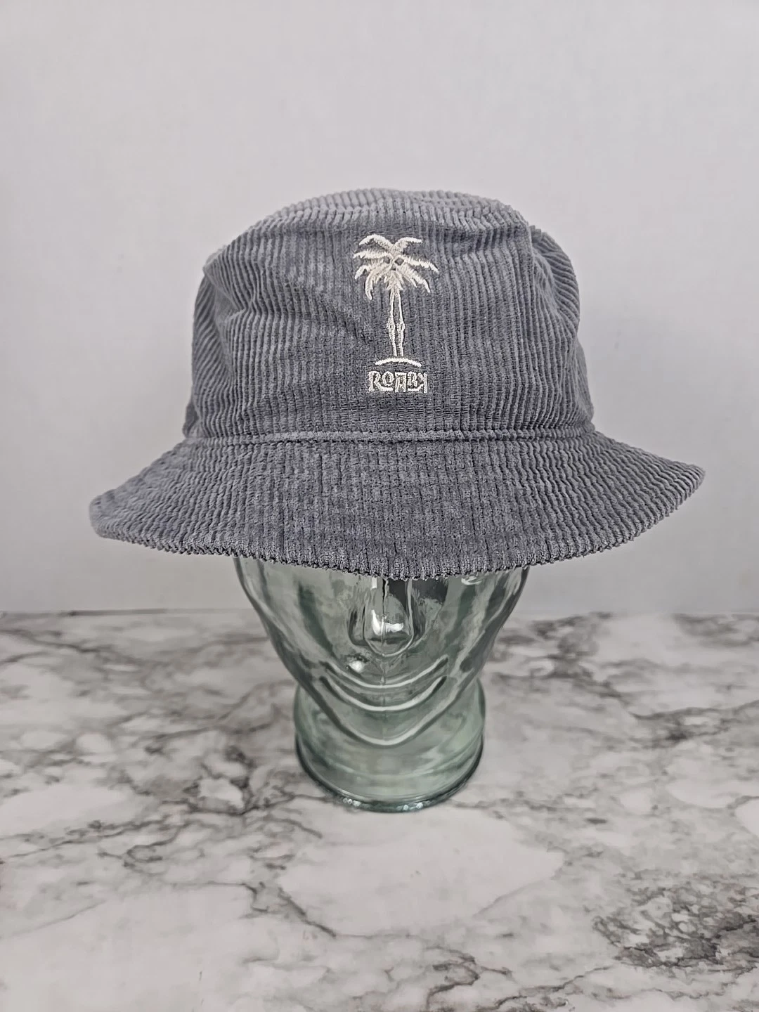 Roark - Gray Corduroy Embroidered Palm Tree Bucket Hat - Sz S/M