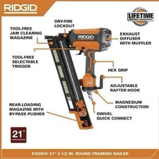RIDGID R350RHF 3-1/2 in. Round-Head Framing Nailer