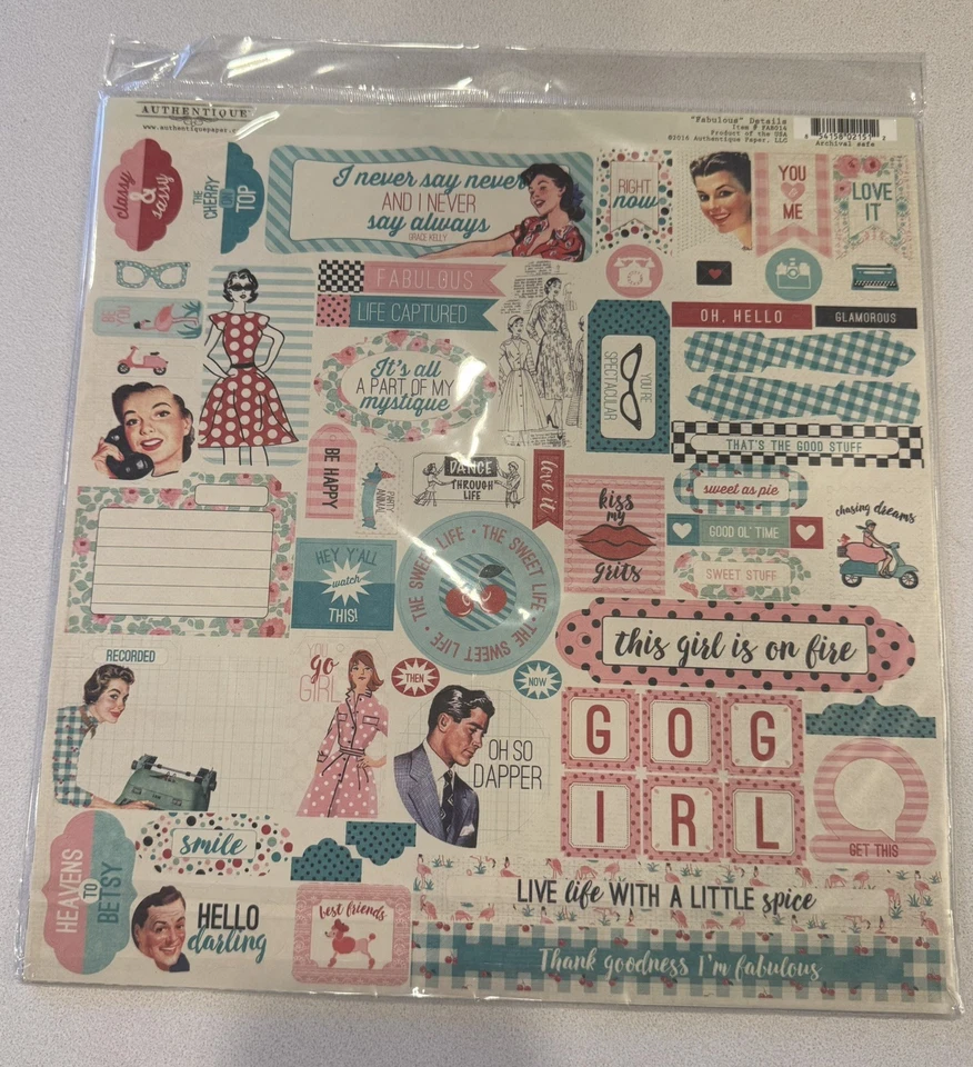 Authentique "Fabulous" Scrapbooking Collection Kit, Retro 95 piece set - Image 3 of 3