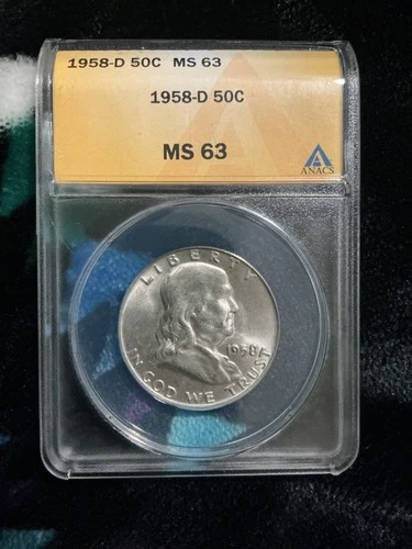 1958 D Franklin Half Dollar MS 63 ANACS