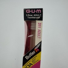 Butler GUM 311 Pink 3 Row Toothbrush Soft Bristle Velvet Tip