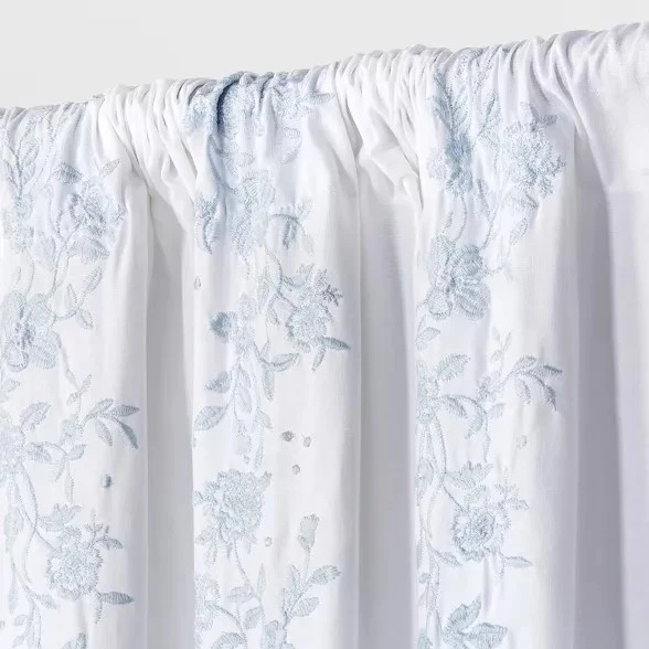 NUEVOS PANELES CORTINA SIMPLES SHABBY CHIC BORDADOS FLORALES 100% ALGODÓN Foto 2 de 4