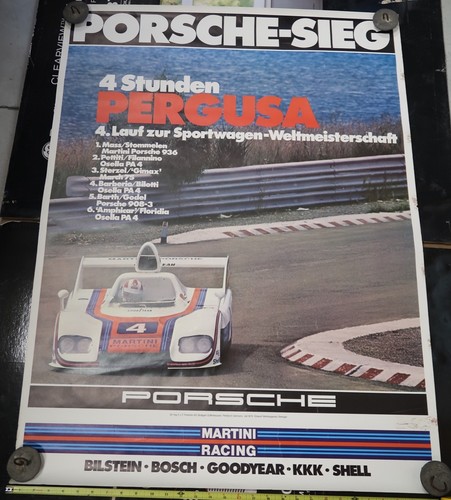 Porsche 1976 Pergusa Race Poster Martini Racing 936 Original Germany Vintage B16