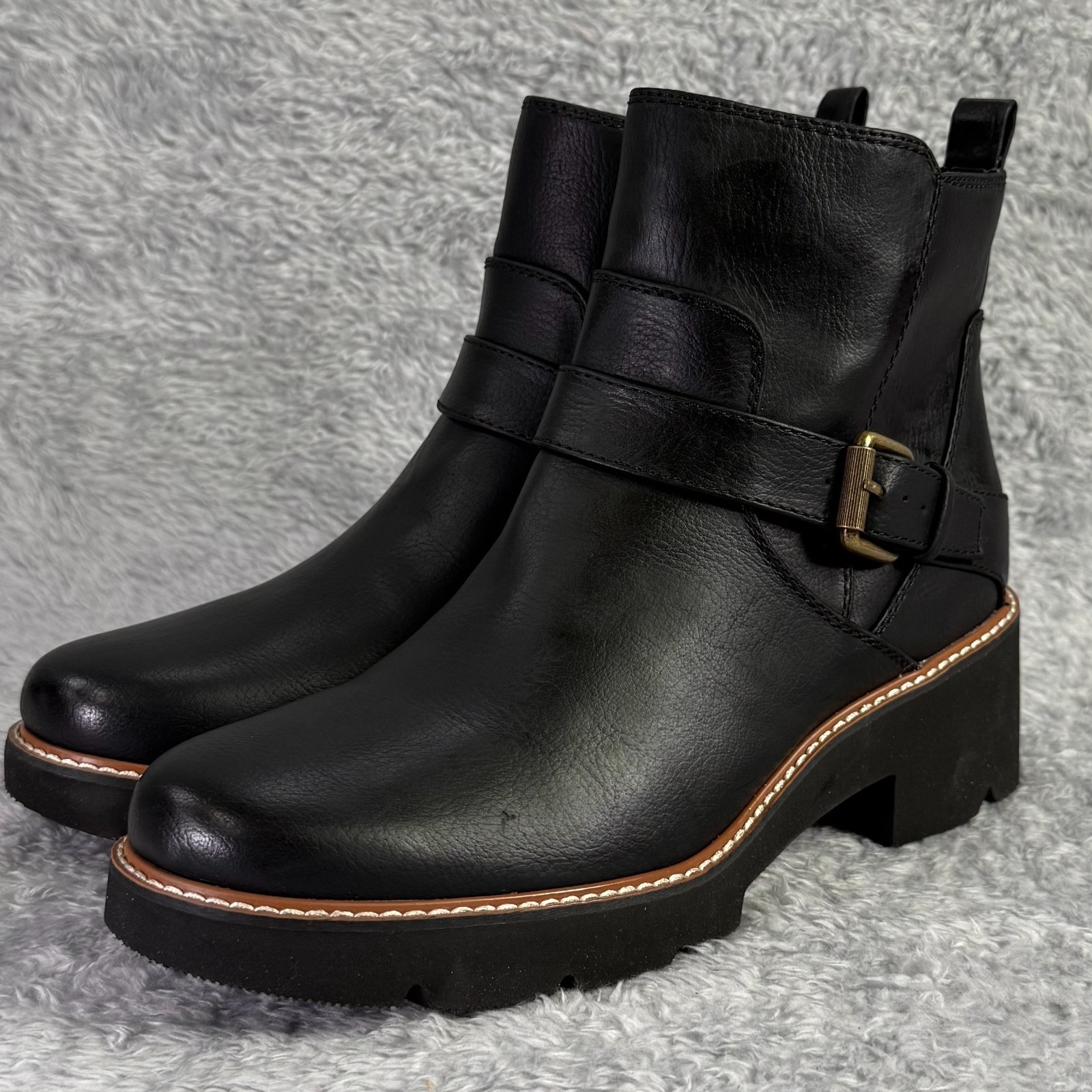 SAOLA Stivaletto Naturalizer Cabaret Moto Donna Taglia 9 Nero Stivaletto Suola Angola Caviglia