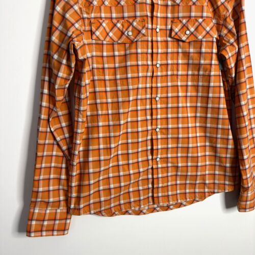 STIO Herren Eddy Hemd Druckknopf Langarm kariert orange Größe Small - Bild 3 von 6