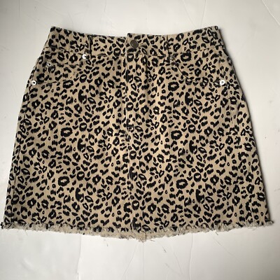 EUC Cotton Candy LA Leopard Print Mini Denim Jean Skirt High Waist Size S |  eBay
