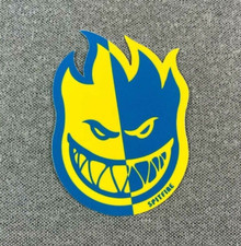 Spitfire Two-Tone Bighead Skateboard Sticker 6" yellow/blue