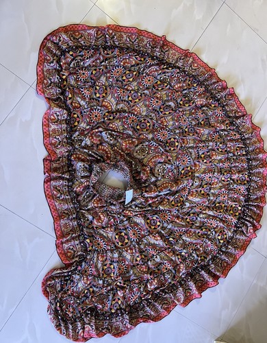 Bohemian Gypsy Maxi Skirt Hi Low Asymmetric Pink Floral Hippie Beach Free Size - Picture 18 of 21