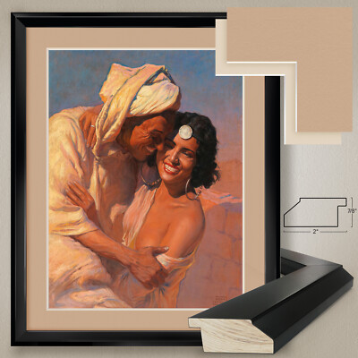 32W''x38H'':  ORIENTAL COUPLE by ADAM STYKA - DOUBLE MATTE, GLASS and FRAME