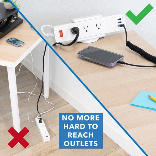 Mount-It! USB Power Strip Holder Clamp Desk Mount with Included Surge Protector - 第 3/9 張圖片