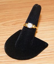 S925 Sterling Silver Gold Plated Cubic Zirconia Women's Fashion Ring Size 8 