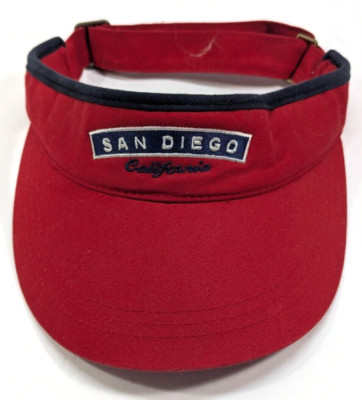 San Diego California Red Visor hat, adjustabler strap back Titan Headwear