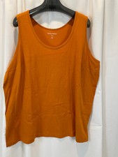 NEW Woman Within 22/24 Solid Apricot Sleeveless Scoop Neck Cotton Tank Top NWOT