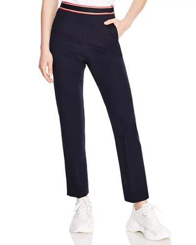 Sandro Women Irene Striped Waist Straight Leg Pants Marine Size 38/ 6US - Picture 3 of 4