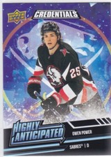 2022/23 CREDENTIALS..OWEN POWER..HIGHLY ANTICIPATED..ROOKIE..# HA-1..SABRES