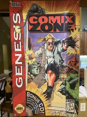 #ad Comix Zone 5ft Flag Sega Genesis 1995 Banner Poster $30.00
