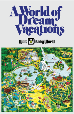 Walt Disney World 1975 World of Vacation Dreams SATIN Map Magic
