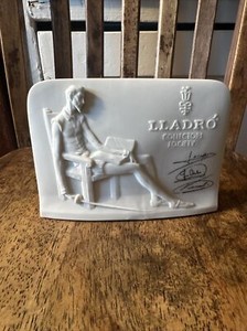 Vintage Lladro Plaque Collectors Society Signed Don Quixote Shell Back Bisque