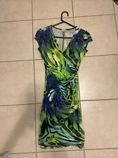 Cache Dress Womens Small V Neck Wrap Stretch Blue Multi