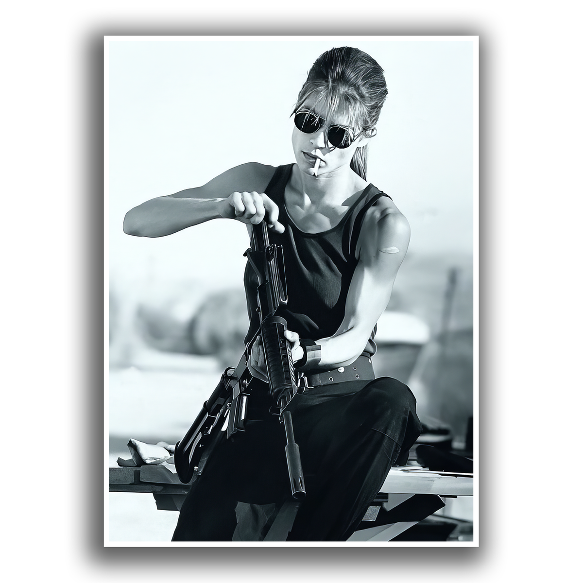 Sarah Connor Terminator 2 Cigarette Gun Premium Movie Poster Fan Gift