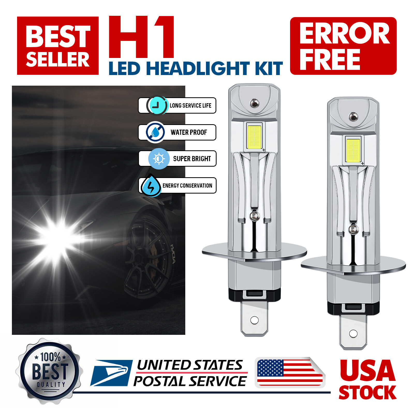 For Kia Borrego 2009-2011 2x H1 LED Headlight Bulbs Conversion Kit High/Low Beam