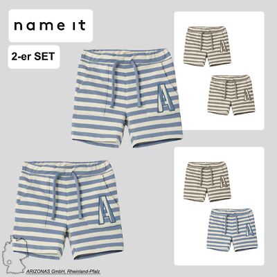 NAME IT Jungen Shorts 2er-Set Regular Fit Sweat Sommer Baumwolle Kinder Hose