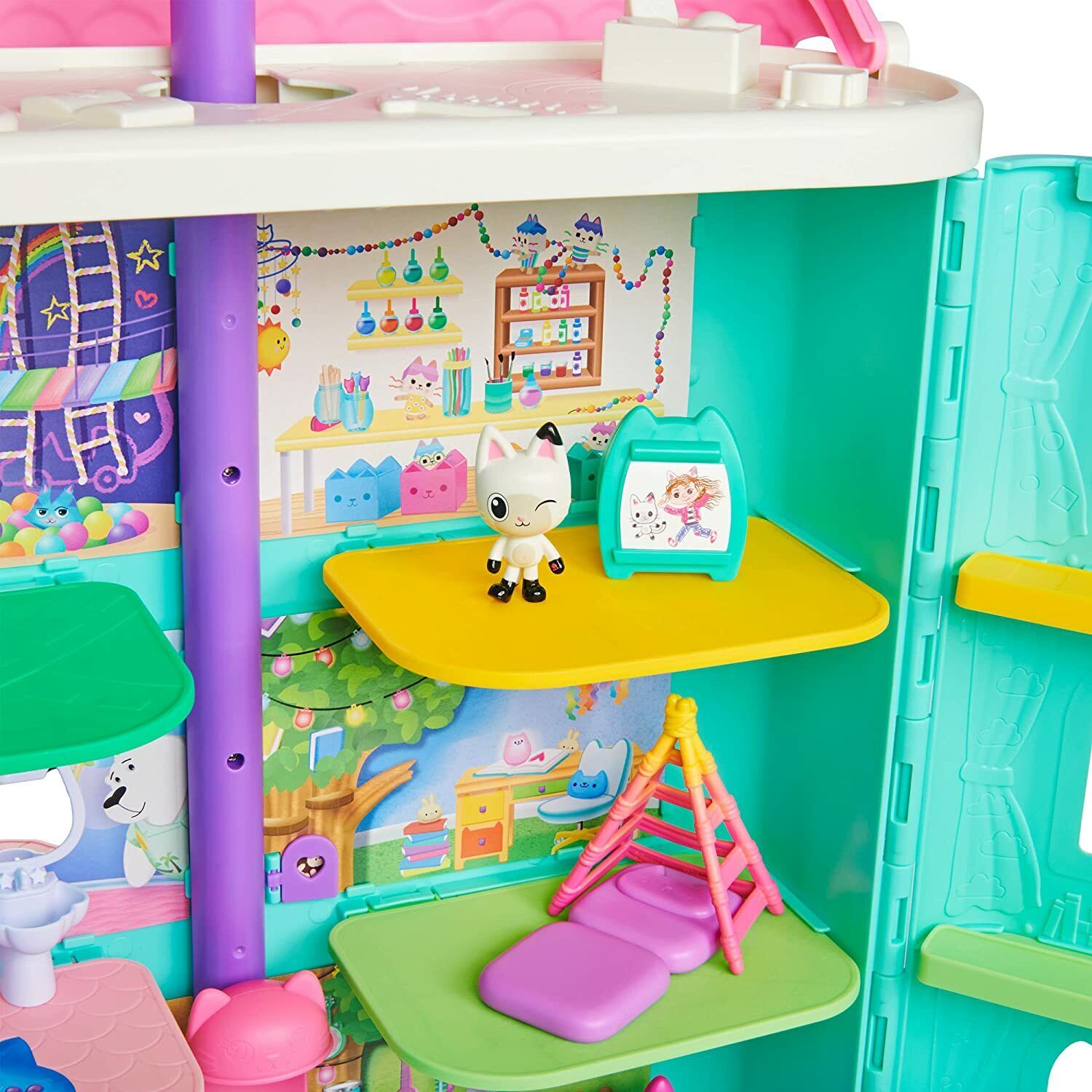 Gabby's dollhouse gabby's dollhouse, purrfect dollhouse avec 2 figurines  jouets, 8 meubles, 3 accessoires, 2 boîtes su - gabby's purrfect dollhouse  (1 set), Delivery Near You