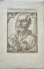 LEONICUS TOMAEUS PHILOSOPHER (1456-1531) VENICE PORTRAIT 17TH CENTURY ENGRAVING