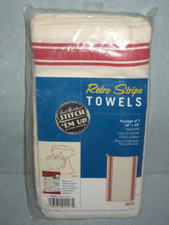Aunt Martha's 18" X 28" Package of 3 Vintage Dish Towels Red Striped  NEW