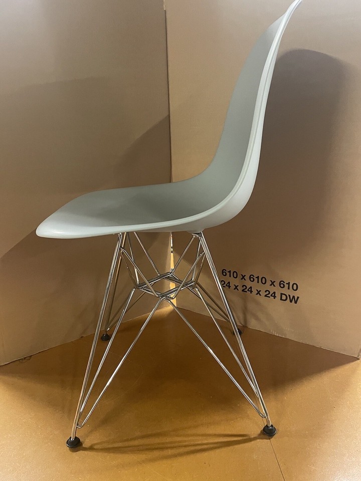 John Lewis Vitra Eames DSR Plastic Chair, Chrome/Light Grey RRP £340 eBay