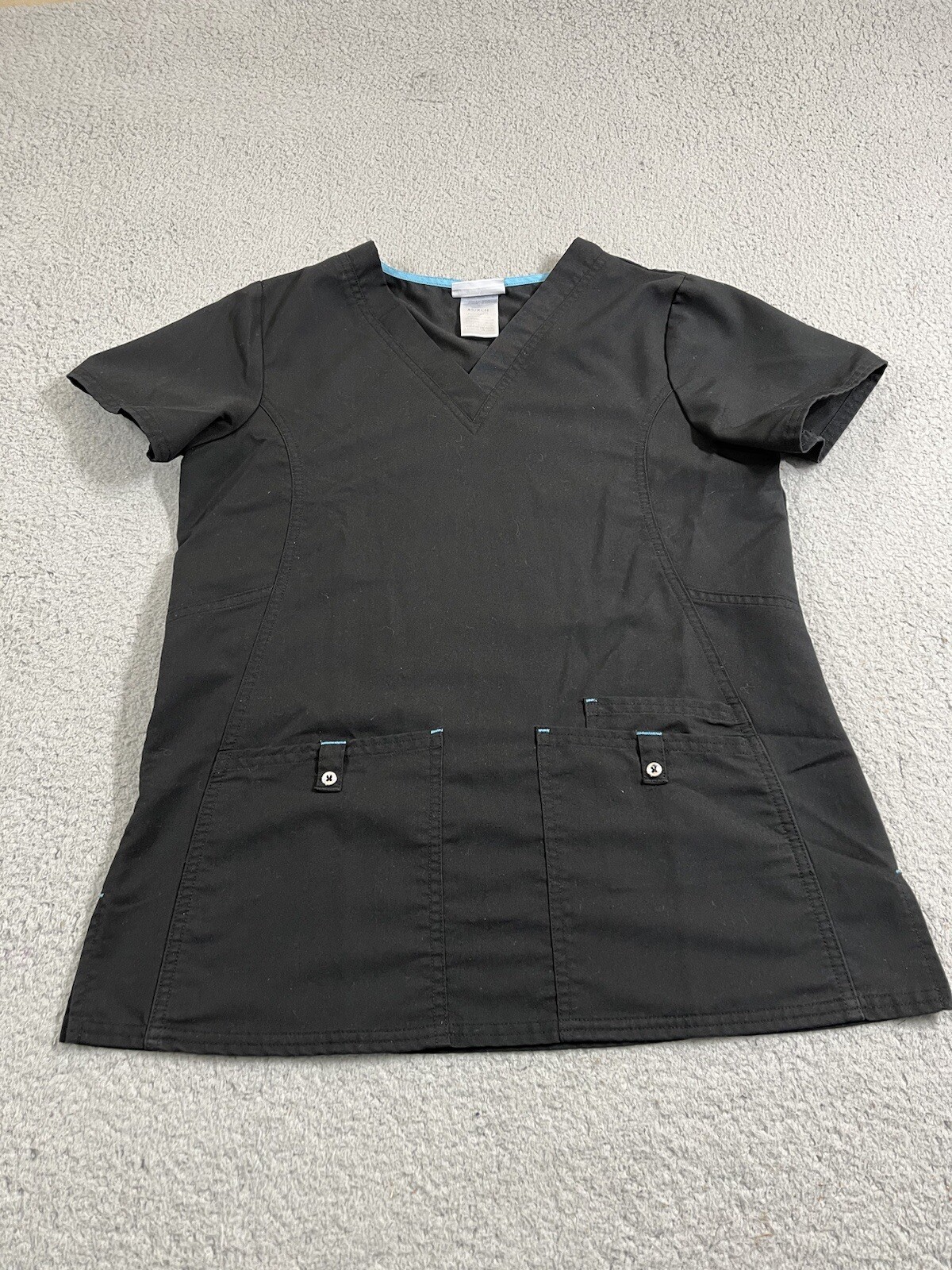 Scrubstar Top Women's XS Black Scrub 3 Pocket Medical Nurse Dental Vet Tech