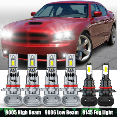 For Dodge Charger 2006 -2009 6X 6000K Combo LED Headlight Fog Light Bulbs  Kit