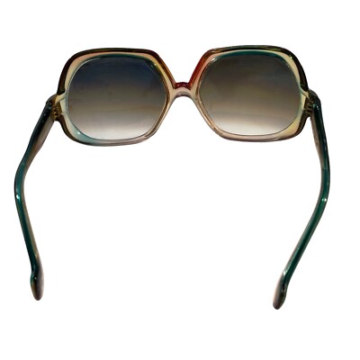 VTG Italy Model T 220 Oversized Chunky Square Sun‎ Glasses Frames Only Blue Tan VTG Italy Model T 220 Oversized Chunky Square Sun Glasses  main image 2