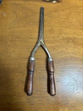 Vintage hair straightener curling tool crimper 9 1/2 Wooden Handles