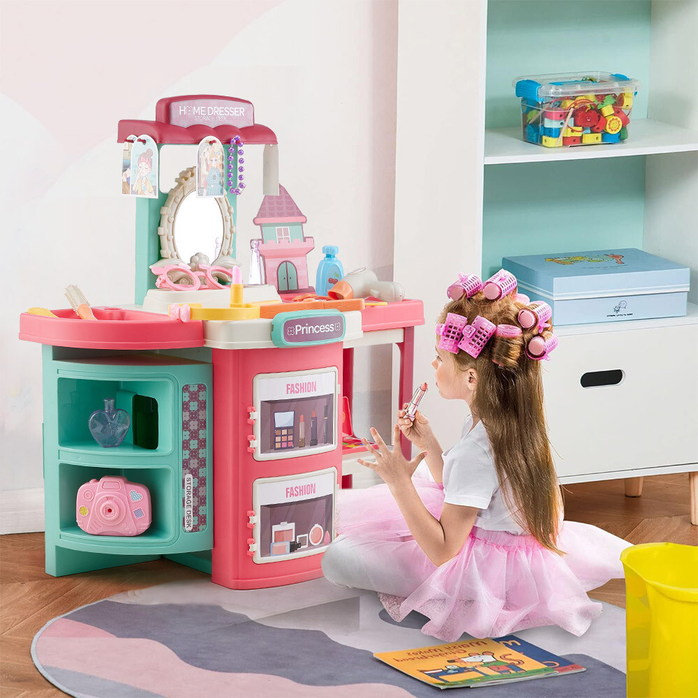 Kids Dressing Table Toy Play Set Girls Make Up Vanity Glamour