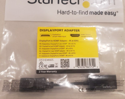 StarTech DP2HD4K60S DisplayPort to HDMI Adapter - 4K 60Hz Active
