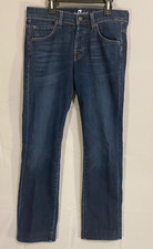 7 FOR ALL MANKIND RHIGBY WOMENS 29 31X27 DENIM BLUE JEANS WHISKERS BUTTON FLY