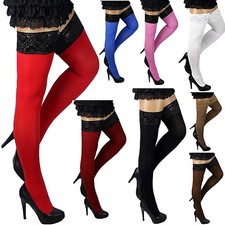 Plus Size warme dickere halterlose Strümpfe Farben blickdicht Spitze 60 o 80 den