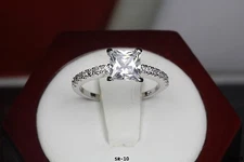 Gorgeous Womens Solid Nickel Free Sterling Silver Princess Engagement Ring