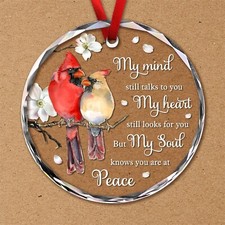 Christmas Glass Ornaments - Cardinals Memorial Gifts for Loss of Mom, Dad, Fa...