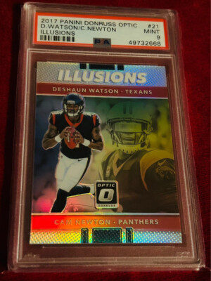 Cam Newton-DeShaun Watson PSA 9 #21 2017 Panini Donruss Optic Illusions NFL Card