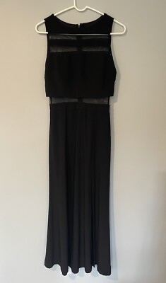 NW Nightway Womens Black Maxi Evening Dress Gown Size