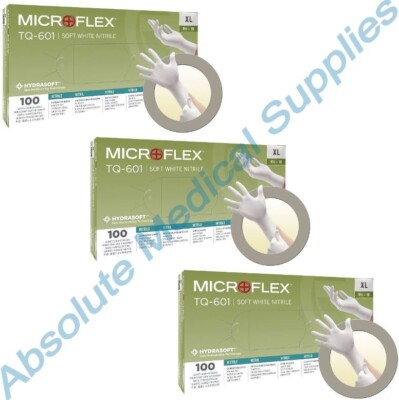 *300-Gloves* MicroFlex Soft White PF Hydrasoft Nitrile Exam X-Large TQ-601-XL