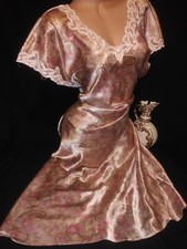 Vtg Satin nightgown long Nightie Dressing sissy Sleep Shirt Long tunic top pink