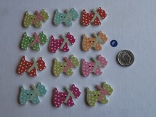Small wooden Scottie Dog  buttons x 12  pink red green blue orange