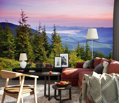 3D Purple Mountains 7884A Wallpaper Wall Murals Wall Paper Wall Print Mural Romy