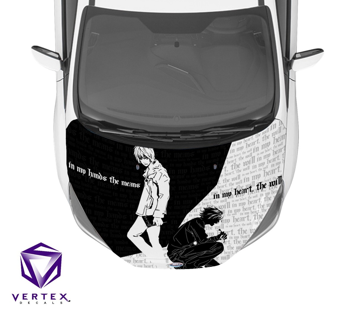 Light &amp; L Death Note Anime Hood Wrap Weatherproof Vinyl Decal 