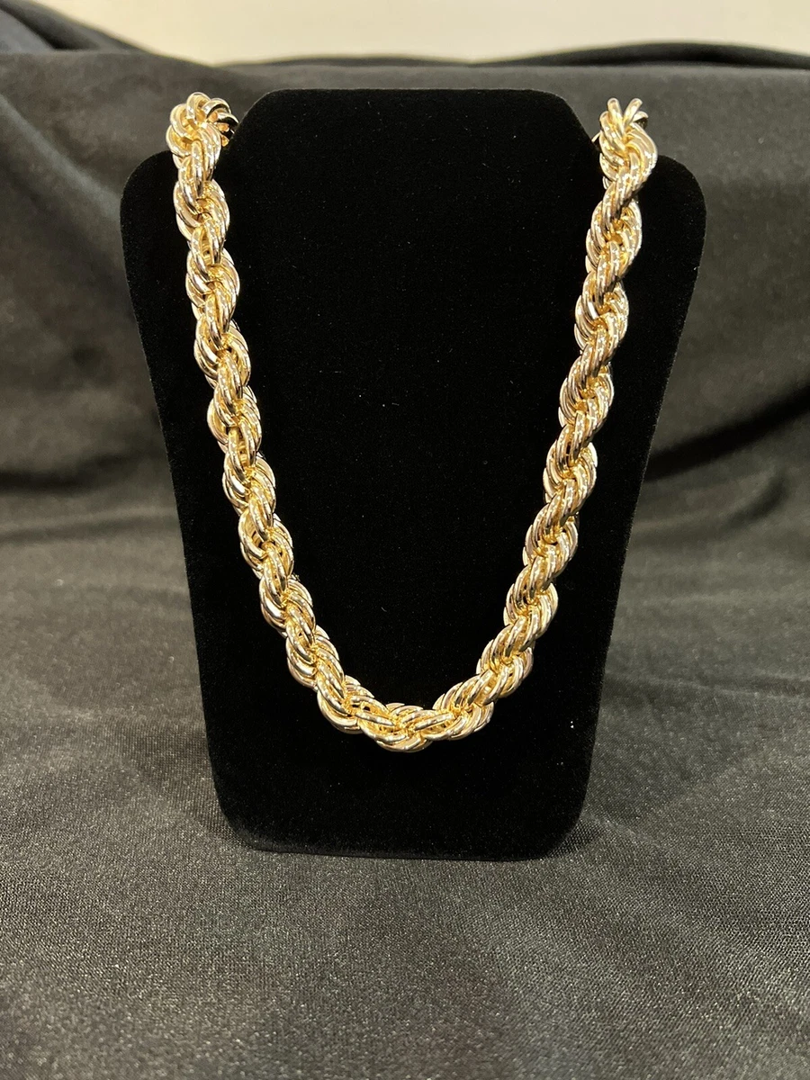 Gold PLATED Mens Big Thick Twisted Rope Chain Necklace LONG 28